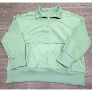 Amazon Sage Green Quarter Zip Pullover Sweatshirt Women Size XL